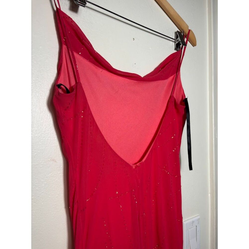Sarria VTG y2k Sheath Gown Dress Cowl neck sz 3/4 Coral Pink Glitter Prom Event - Picture 4 of 6
